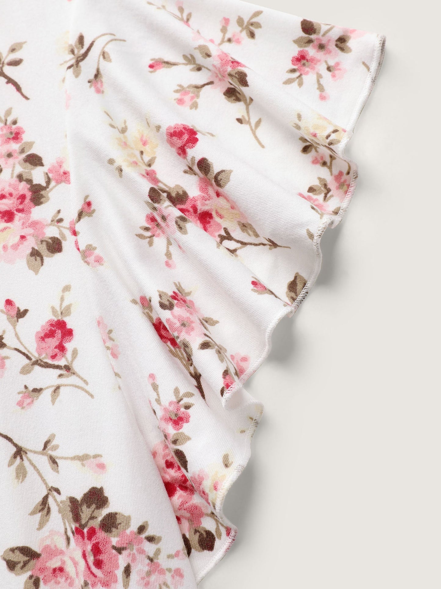 Cute Floral Print Stretchy Knit Top