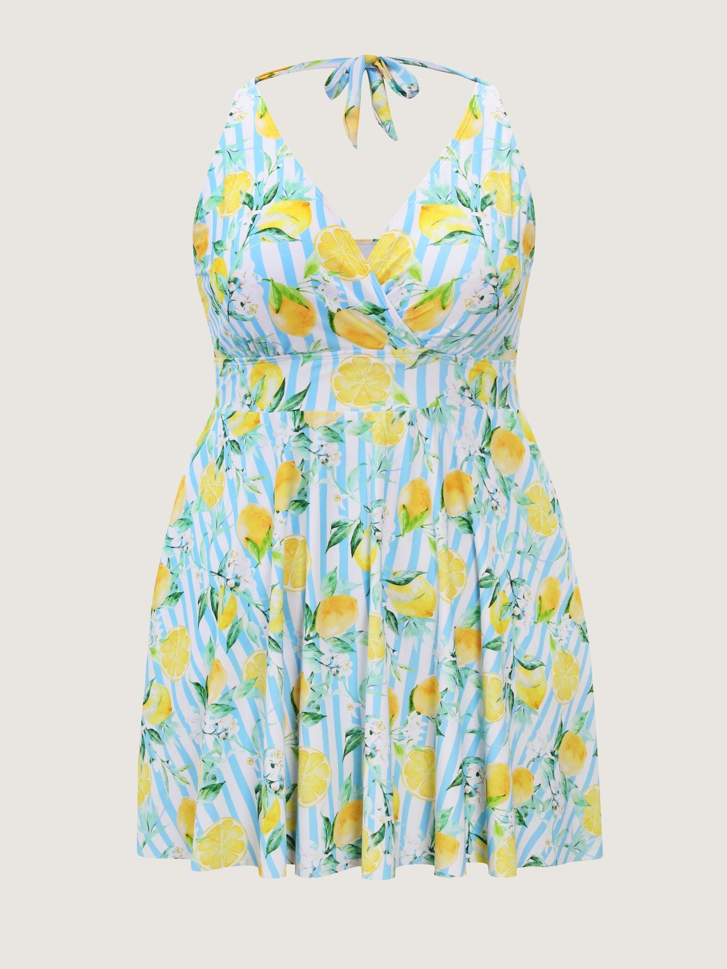 Citrus Fruit Print Fit And Flare Swim Dress