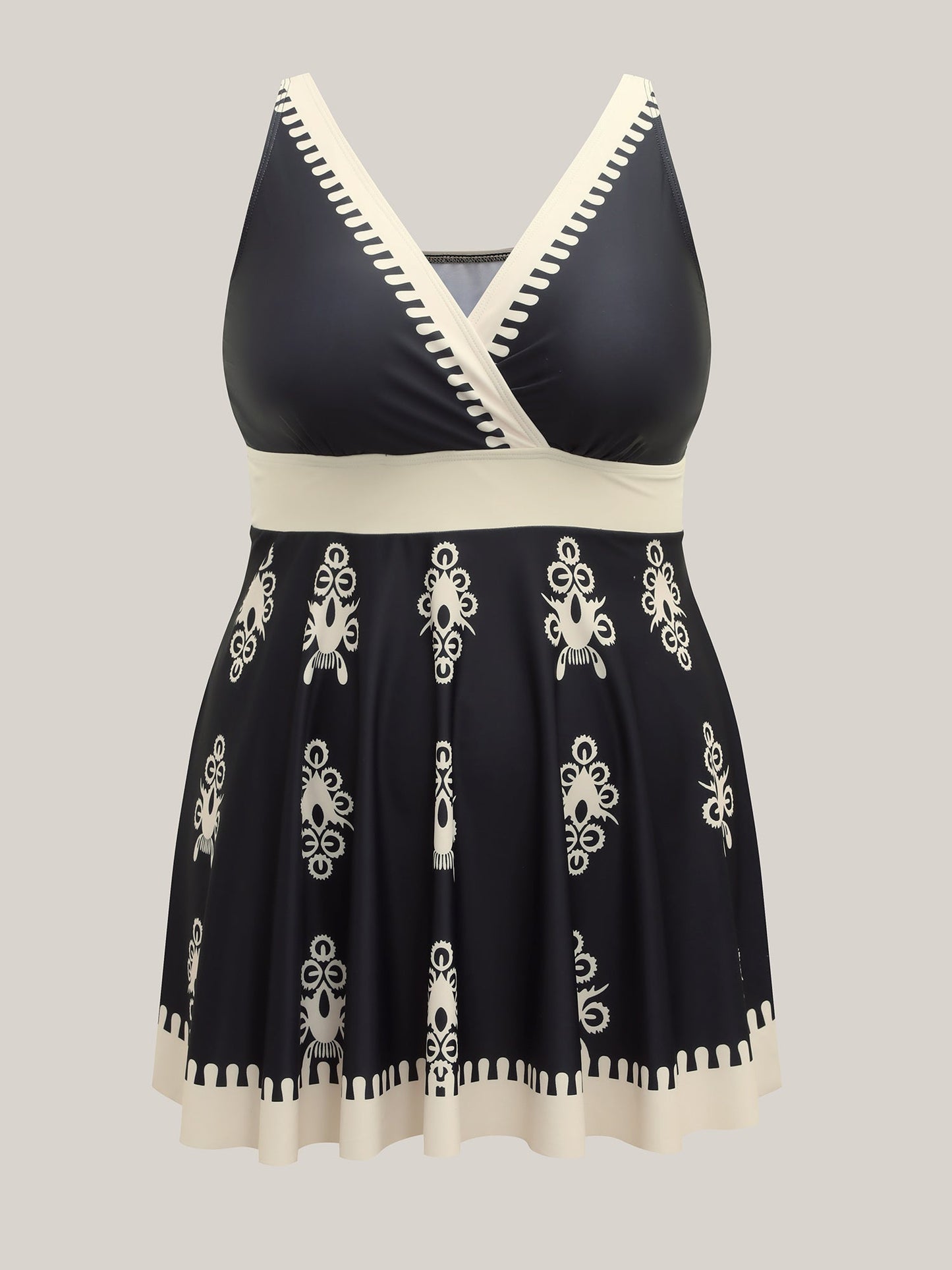 Boho Flower Print Surplice Swim Dress