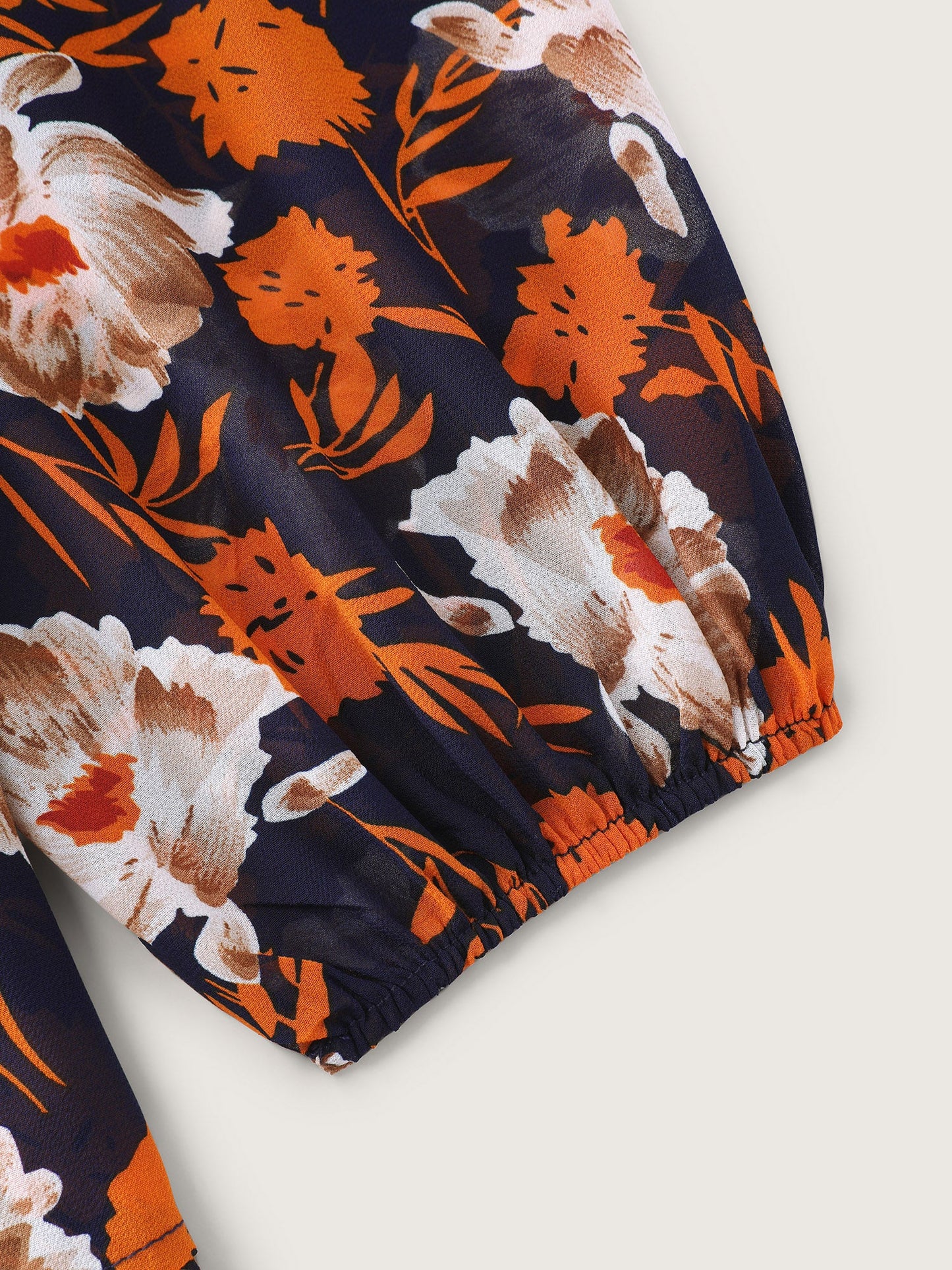 Floral Layered Hem Stretchy Waist Blouse