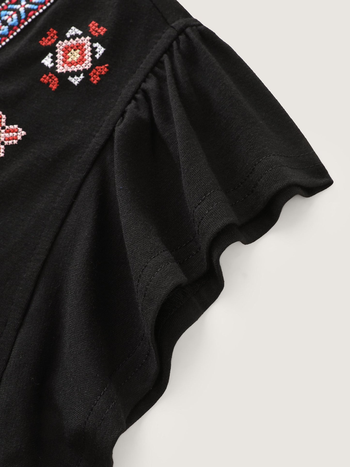 Supersoft Floral Embroidered Stretchy Knot Top