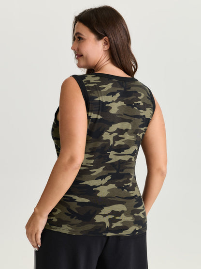 Stretchy Camouflage Print Tank Top