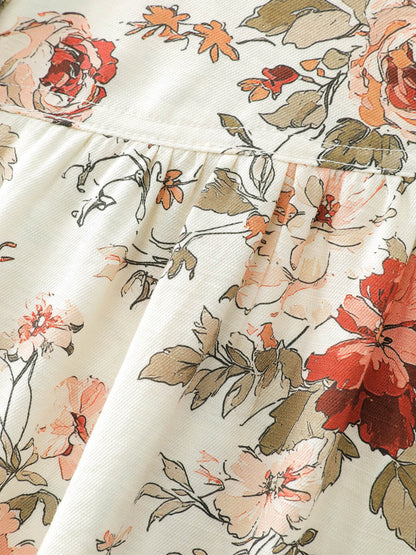 Rayon Floral Print Button-Down Shirt