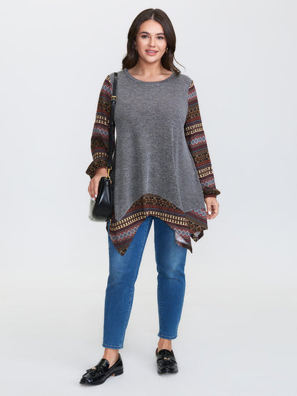 Boho Stripes Color Contrast Stretchy Top