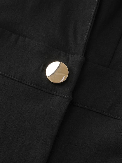 Suit Collar Button Detail Plain Blouse