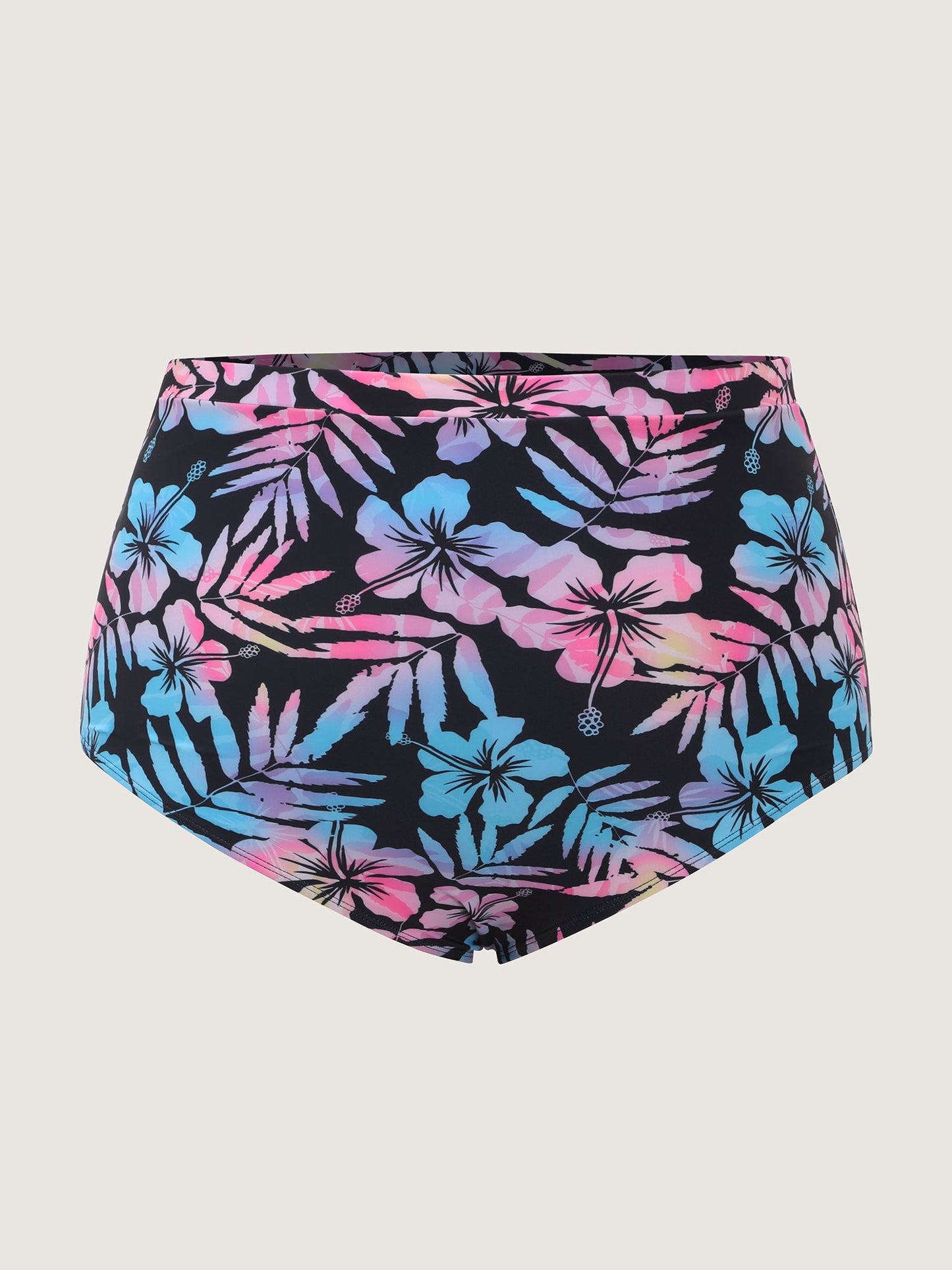 Tropical Floral Color Contrast Pocket Swim Dress