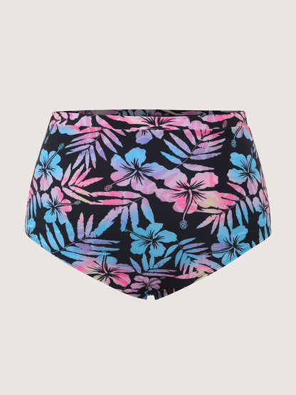 Tropical Floral Color Contrast Pocket Swim Dress