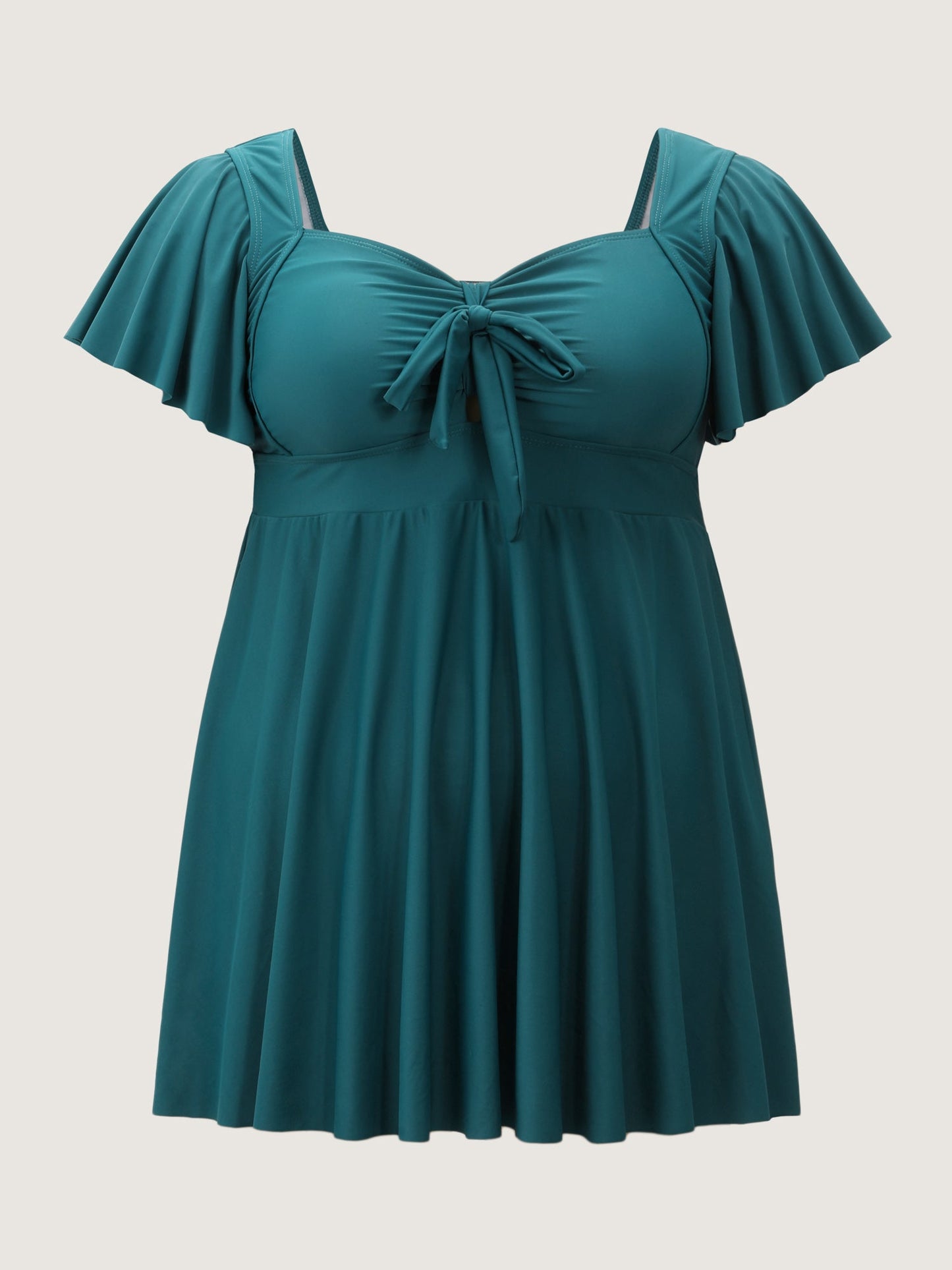 Ruched Front-Tie Flowy Swim Dress