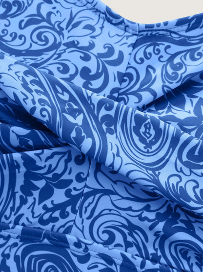 Paisley Print Twist Front Swim Dress