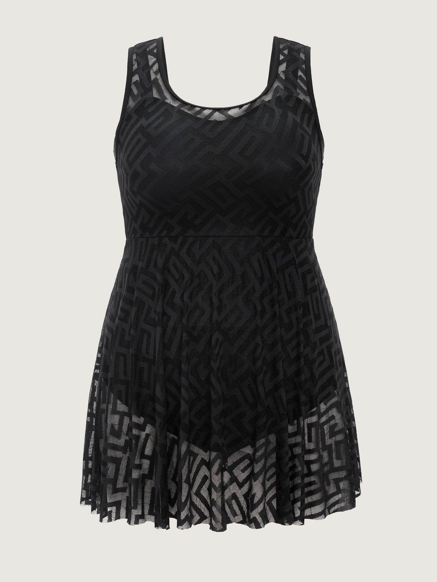 Lace Textured Mesh Swim Dress