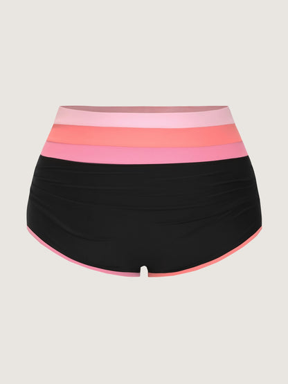 Color Contrast Stretchy Skinny-Fit Swim Bottoms