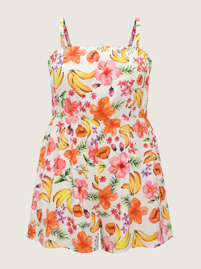 Supersoft Floral Print Square Neckline Romper