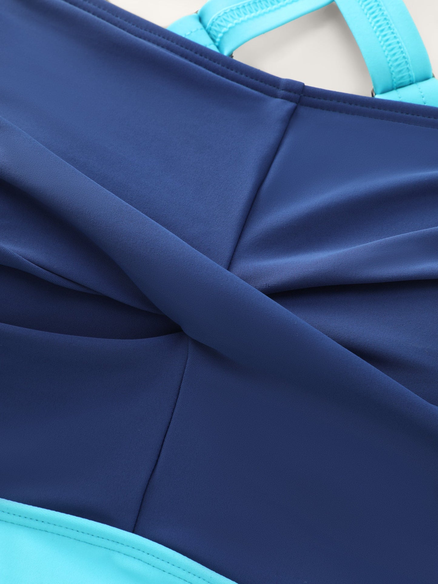 Color Contrast Twist Front Swim Dress