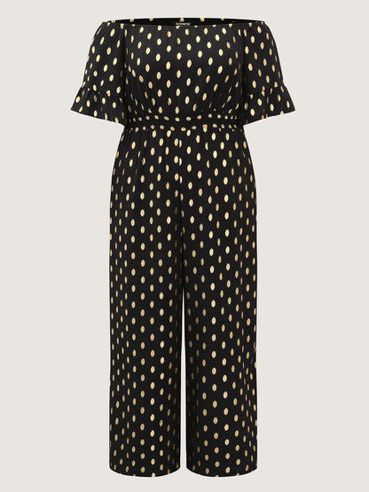 Glitter Polka Dots Off-Shoulder Jumpsuit
