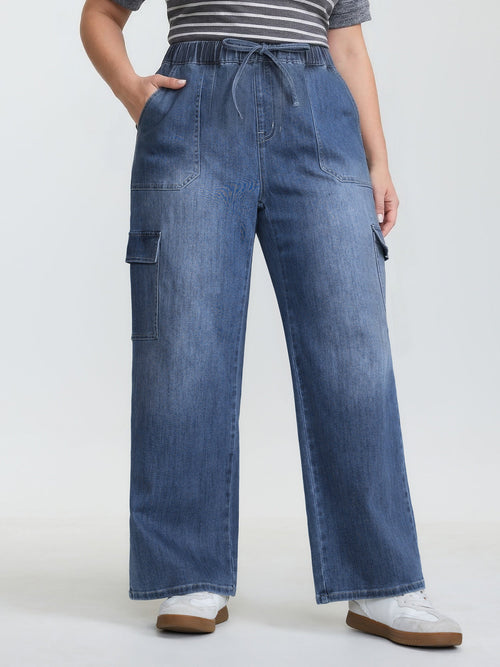 Supersoft Lace Detail Wide-Leg Jeans