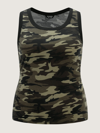 Stretchy Camouflage Print Tank Top