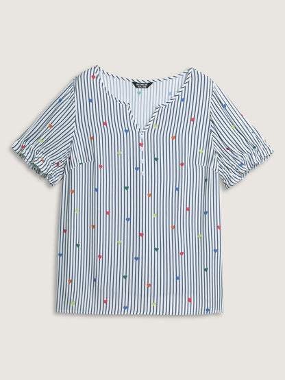 Floral Print Notched Collar Blouse
