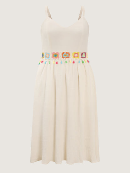 Pure Cotton Colorful Webbed Midi Dress