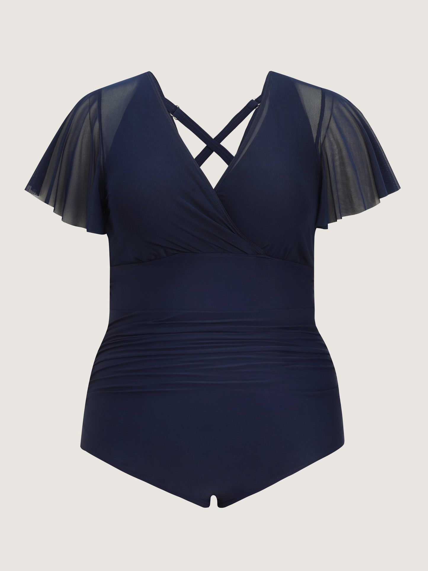 Sheer Sleeve Tassel Hem One-Piece Swimsuit