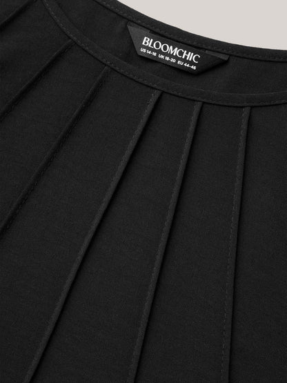 Toothpick Pleat Layered Flutter Sleeve Blouse