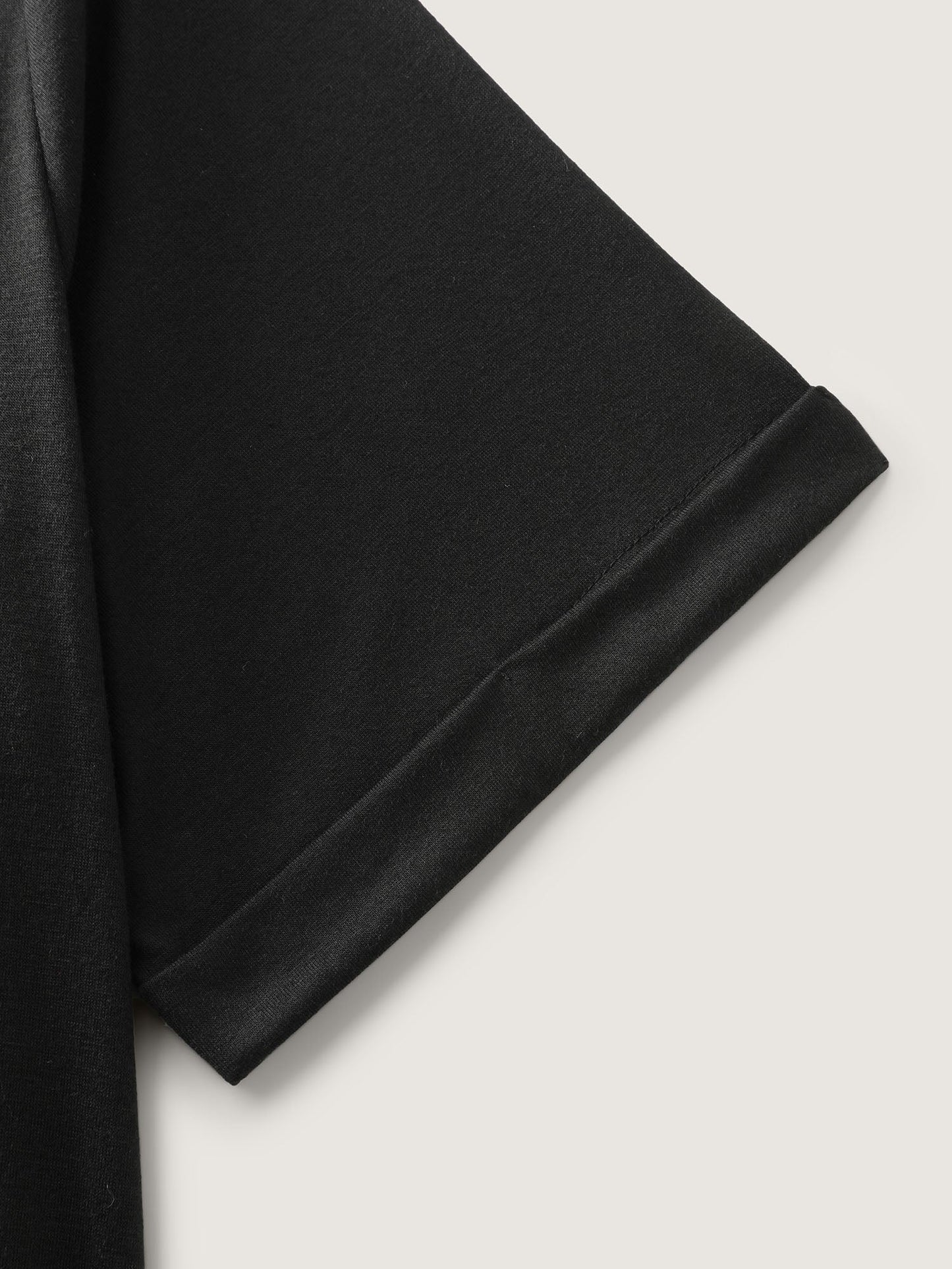 Stretchy Round Neck Rolled Cuff Sleeve T-Shirt