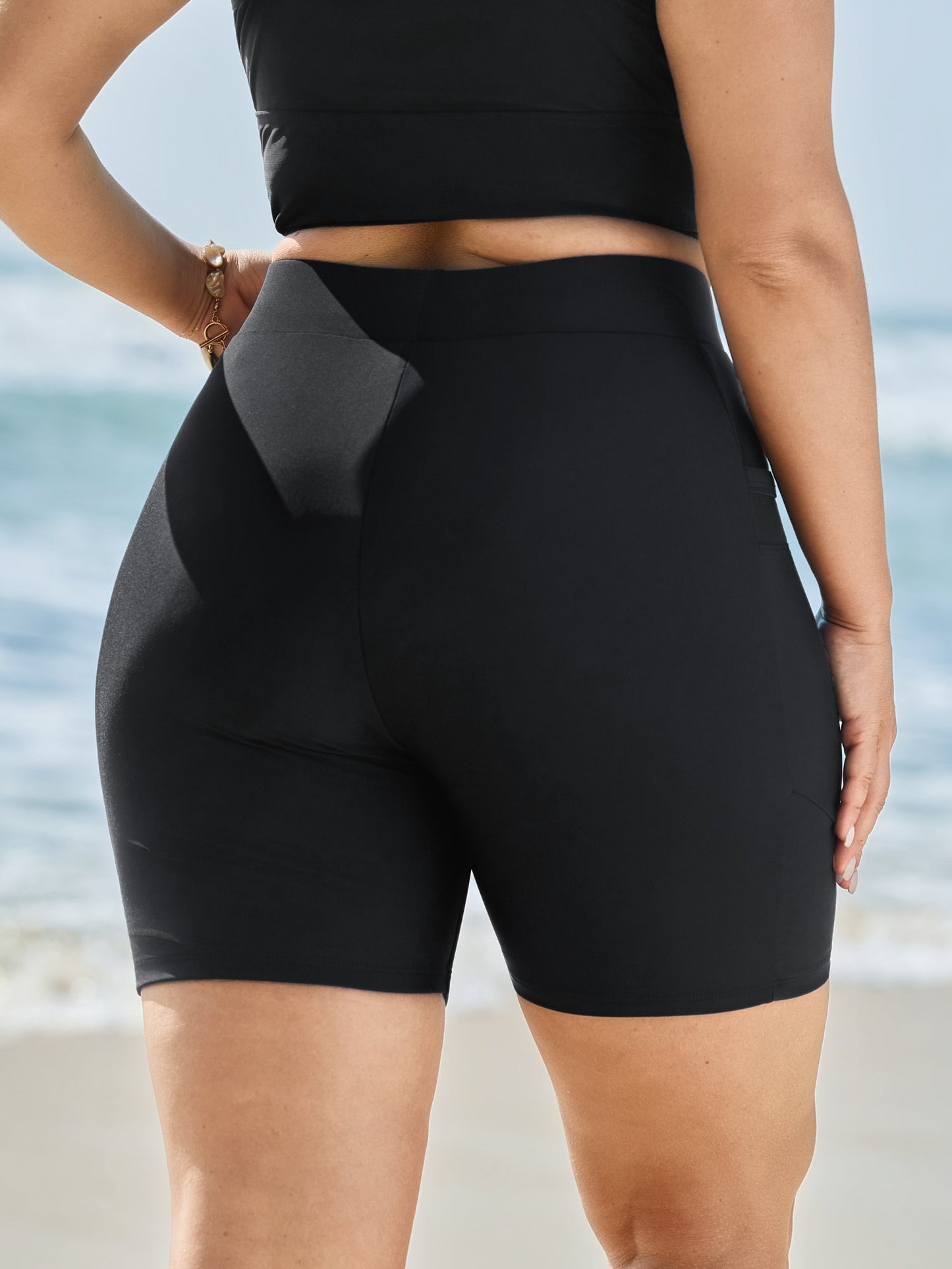 Pockets High-Waisted Swim Bottoms