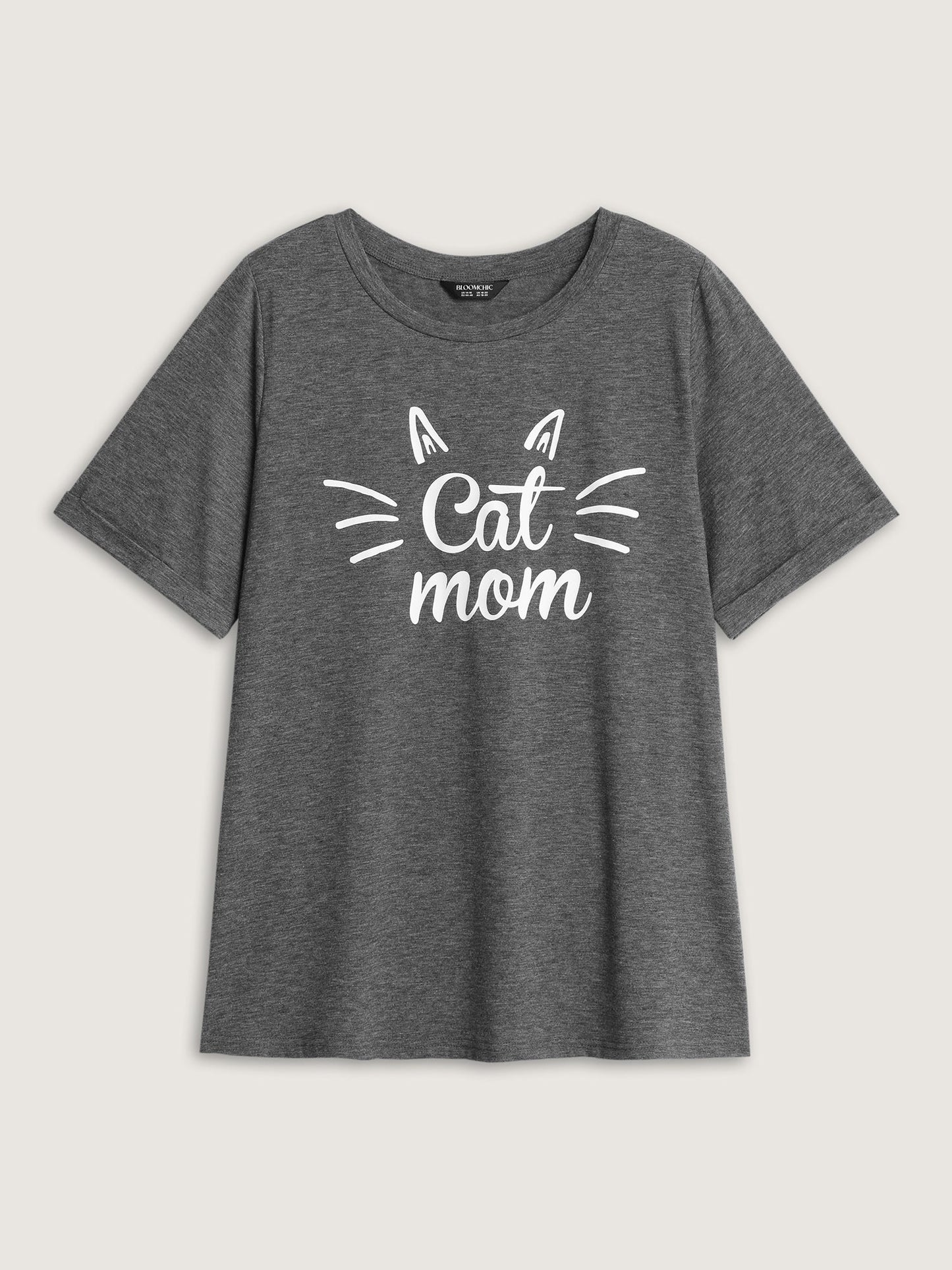 Supersoft Cute Cat Mom Round Neck T-Shirt