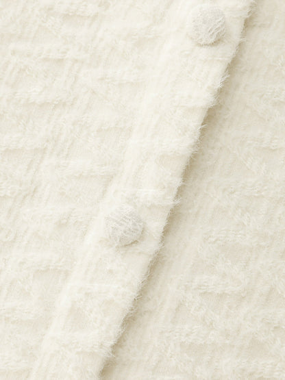 Textured Button Detail Ruffled Sleeve T-Shirt