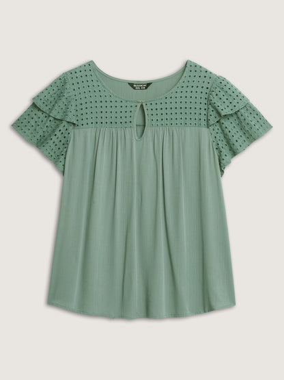 Pure Cotton Layered Sleeve Flowy Blouse