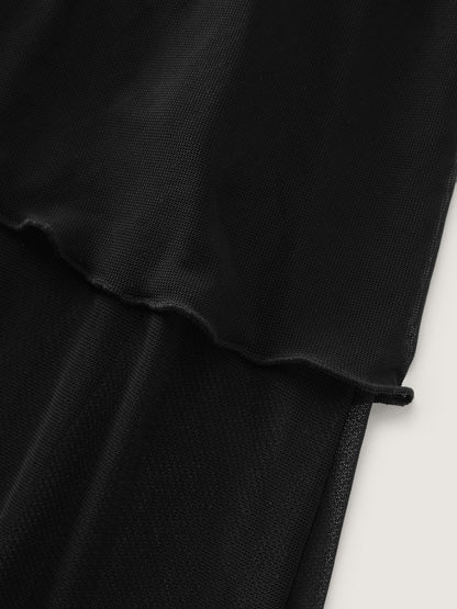 Sheer Ruffled Sleeve Layered Swim Dress