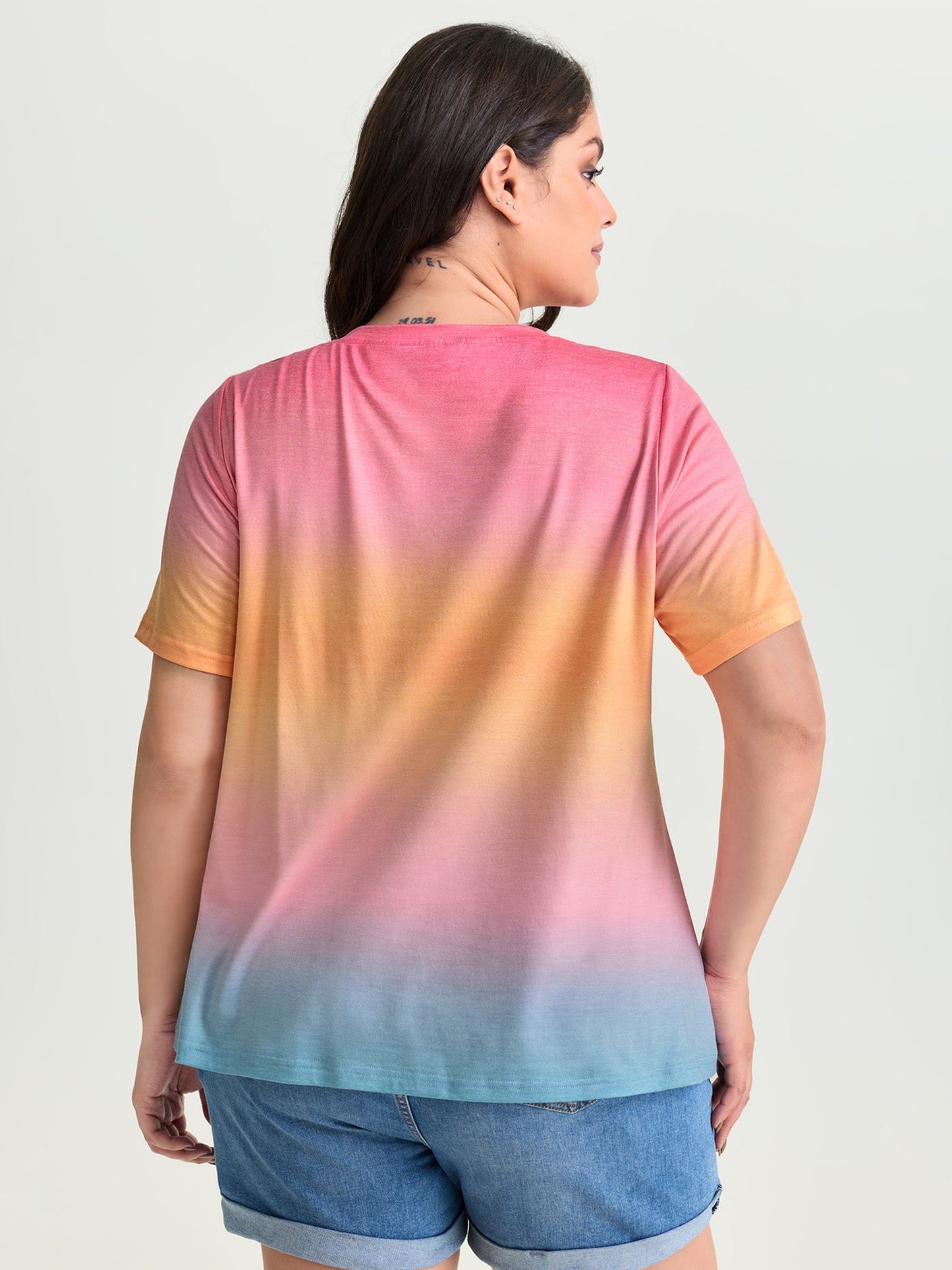 Ombre Gradient Round Neck T-Shirt