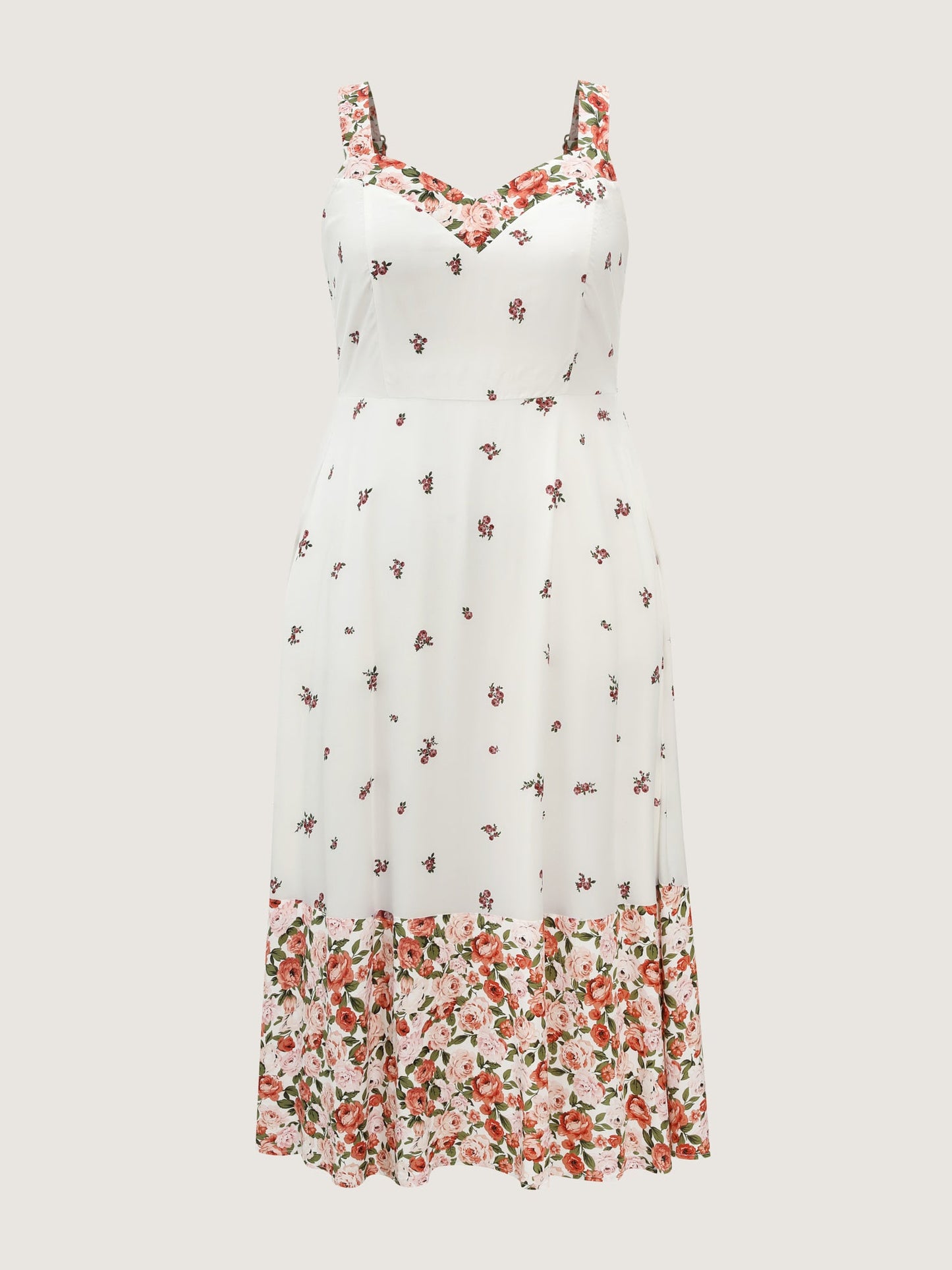 Cable Knit Floral Shirred Back Midi Dress