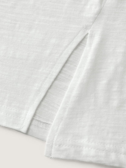 Pure Cotton Keyhole Neckline Flowy T-Shirt