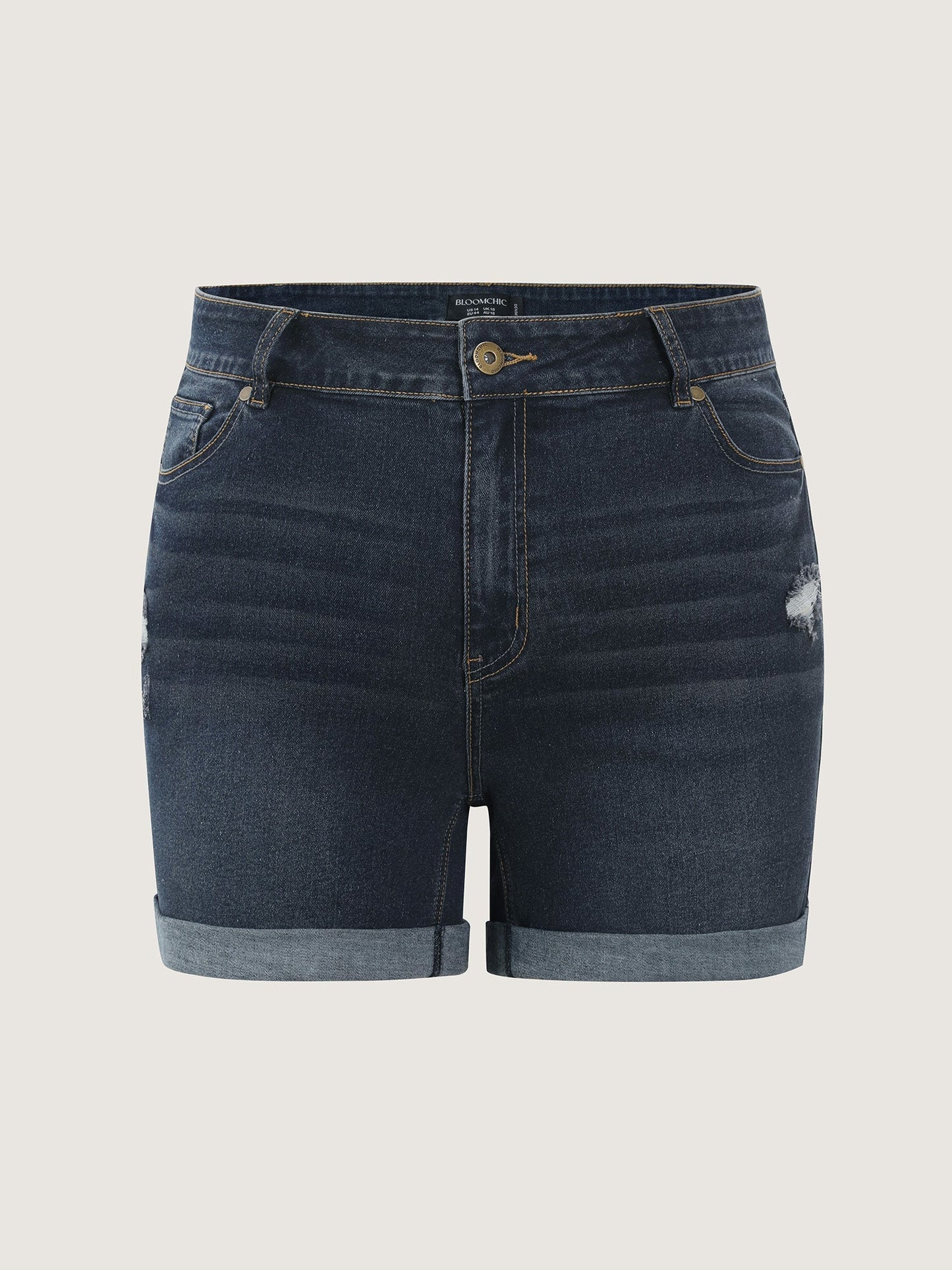 Embroidered Straight-Leg Denim Shorts