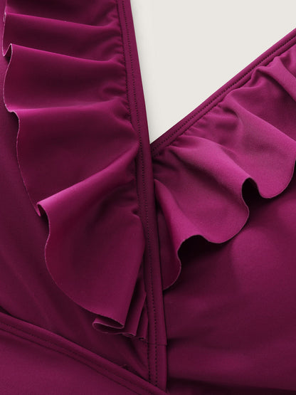 Ruffled Adjustable Hip Coverage One-Piece Swimsuit