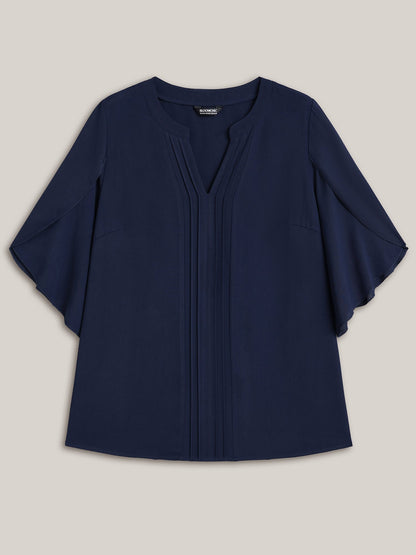 Petal Sleeve Toothpick Pleats Shirt