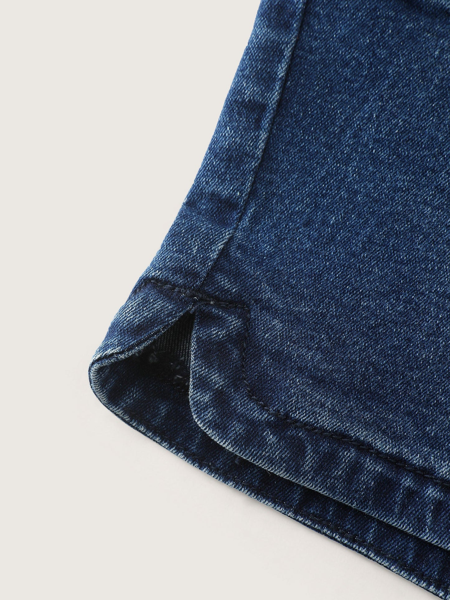 Stretchy Fitted Mid-Rise Denim Shorts