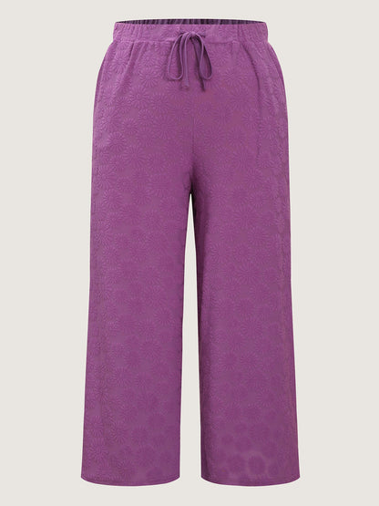 Drawstring Textured Wide-Leg Pants