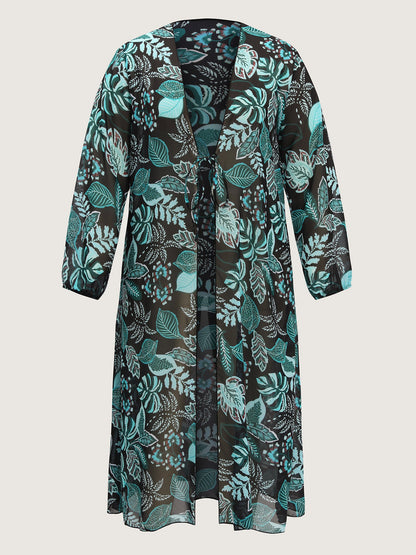 Tropical Breeze Stretchy Sleeve Swim Cover-Up