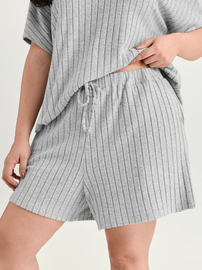 Stretchy-Fit Ribbed Texture Lounge Set