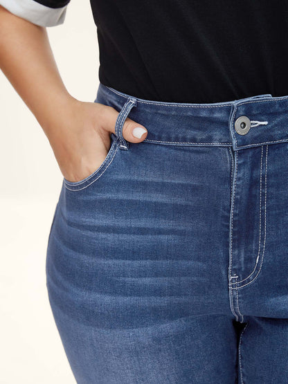 Folded Hem High-Rise Skinny-Fit Capri Jeans