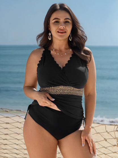 Shell Edge Drawstring Sides Swim Top