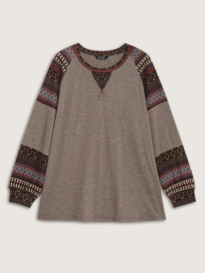 Supersoft Boho Stripes Spliced T-Shirt