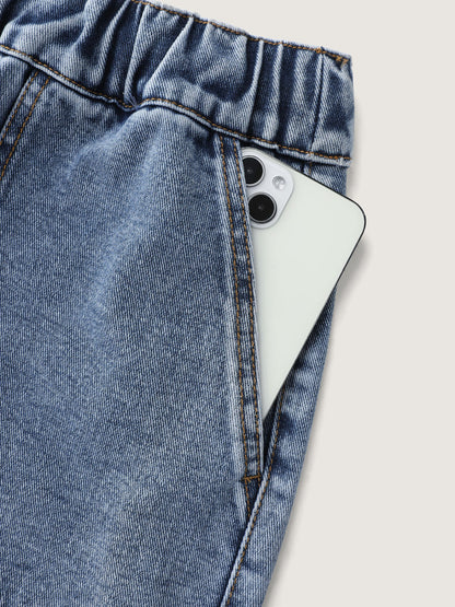 Everyday Stretchy Straight-Leg Denim Shorts