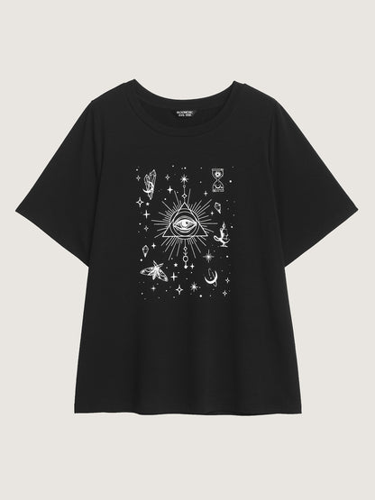 Celestial Print Round Neck T-Shirt