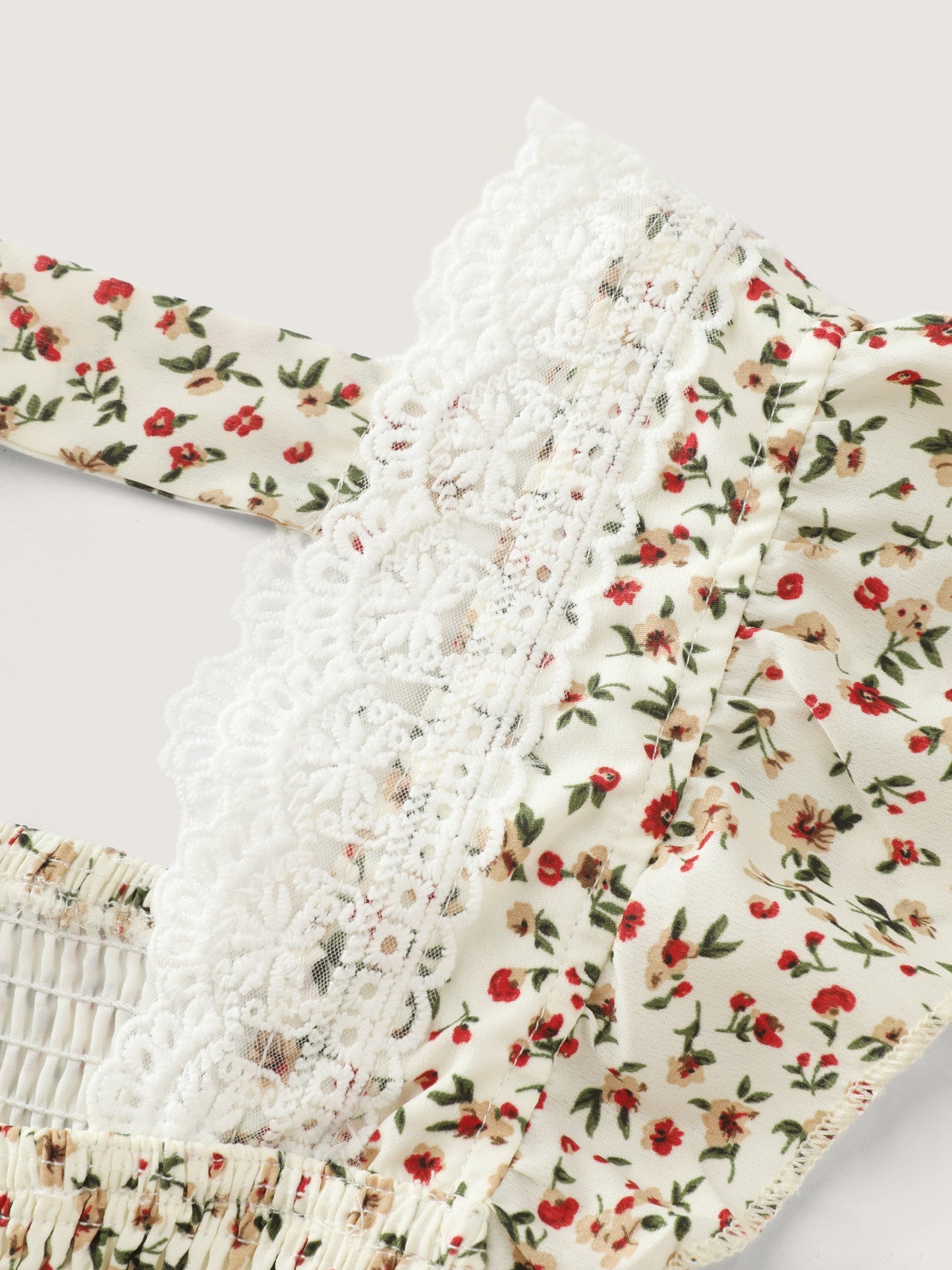 Micro Floral Print Backless Tie Blouse