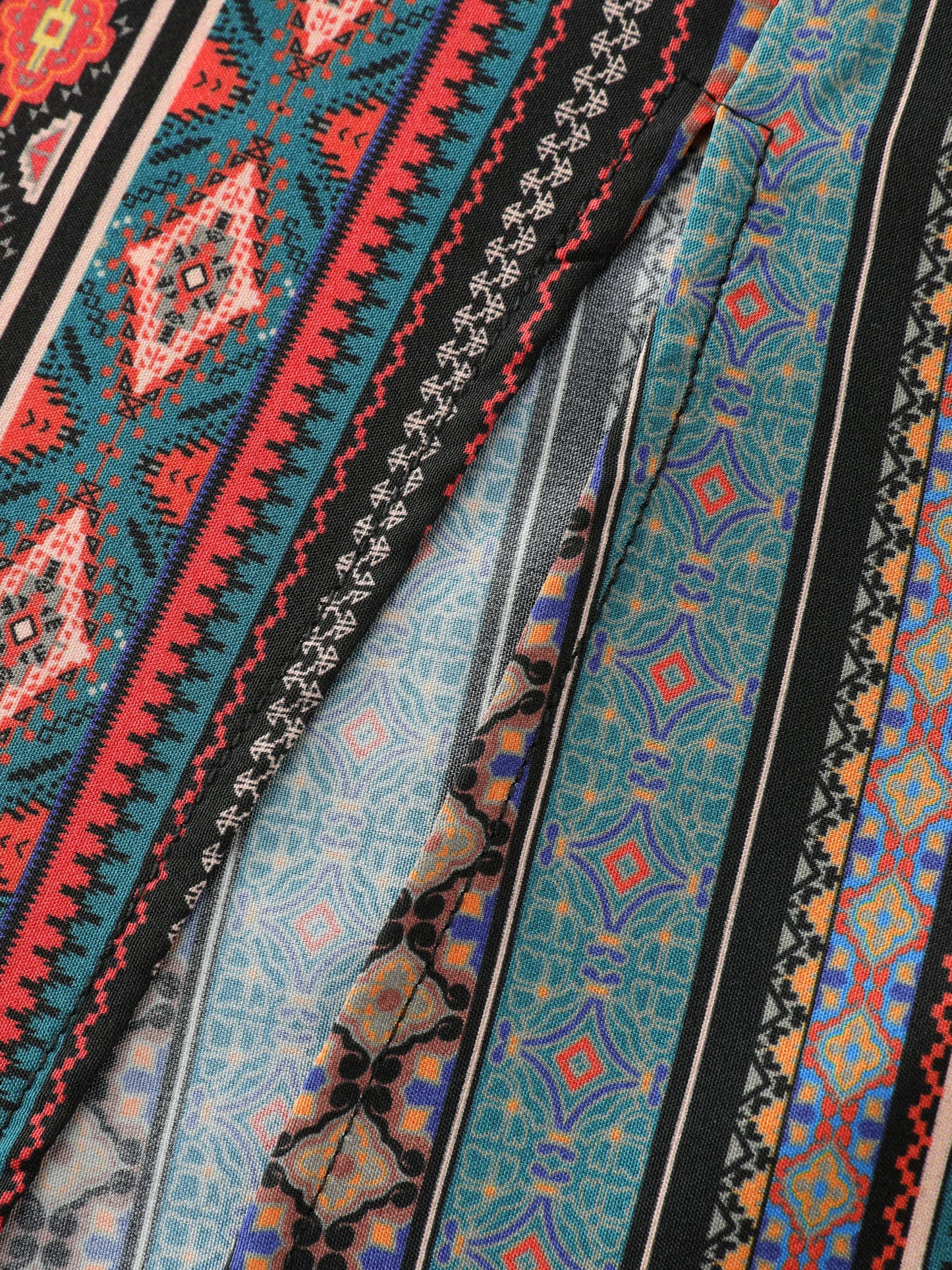 Boho Stripe Print Shirred Waist Midi Dress
