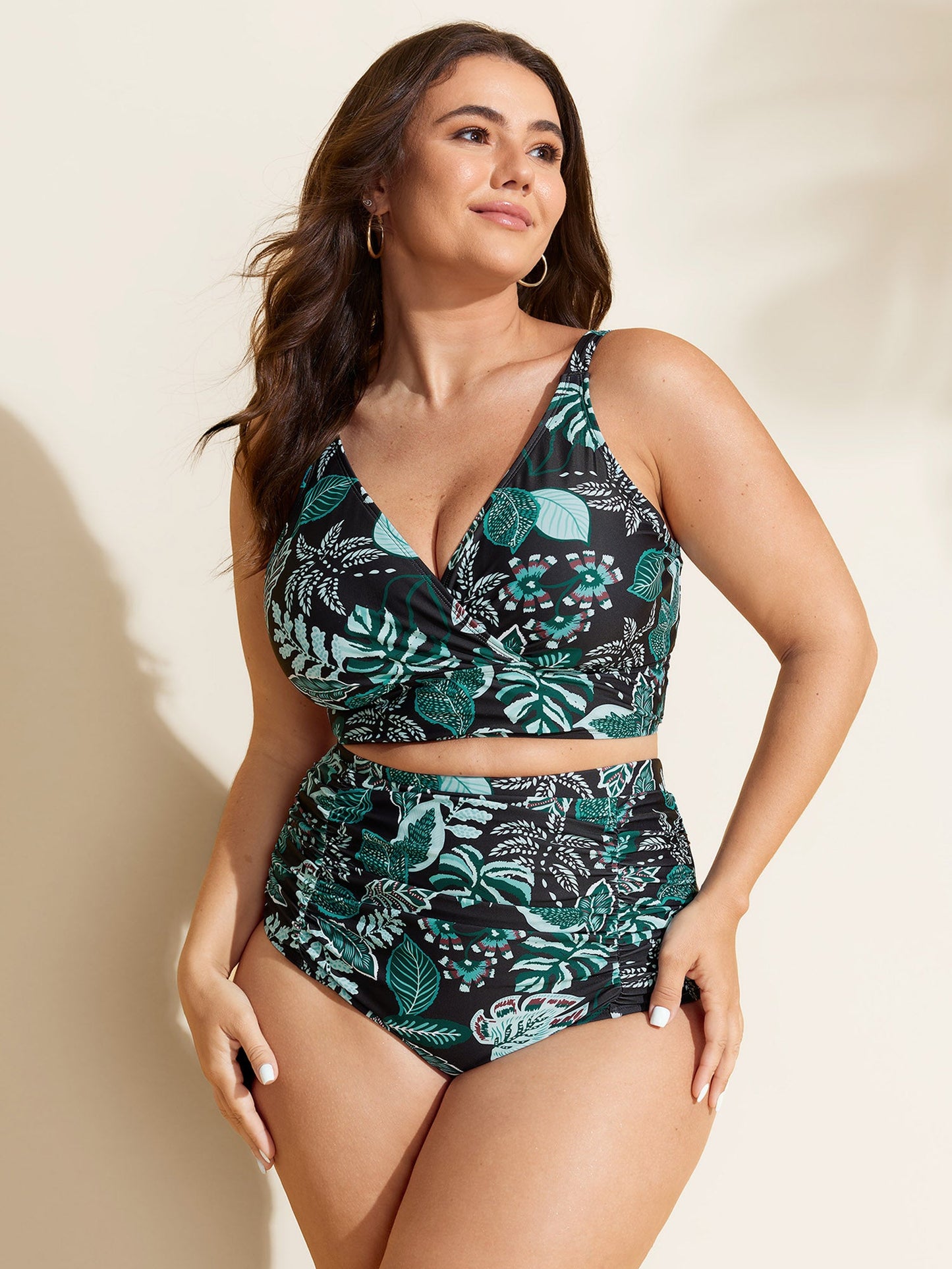 Floral Print High Waisted Tummy-Control Swim Bottoms