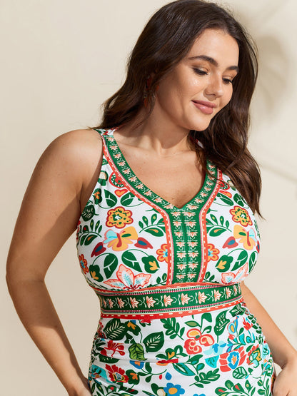 Two-Piece Tummy-Friendly Sarong Swimsuit