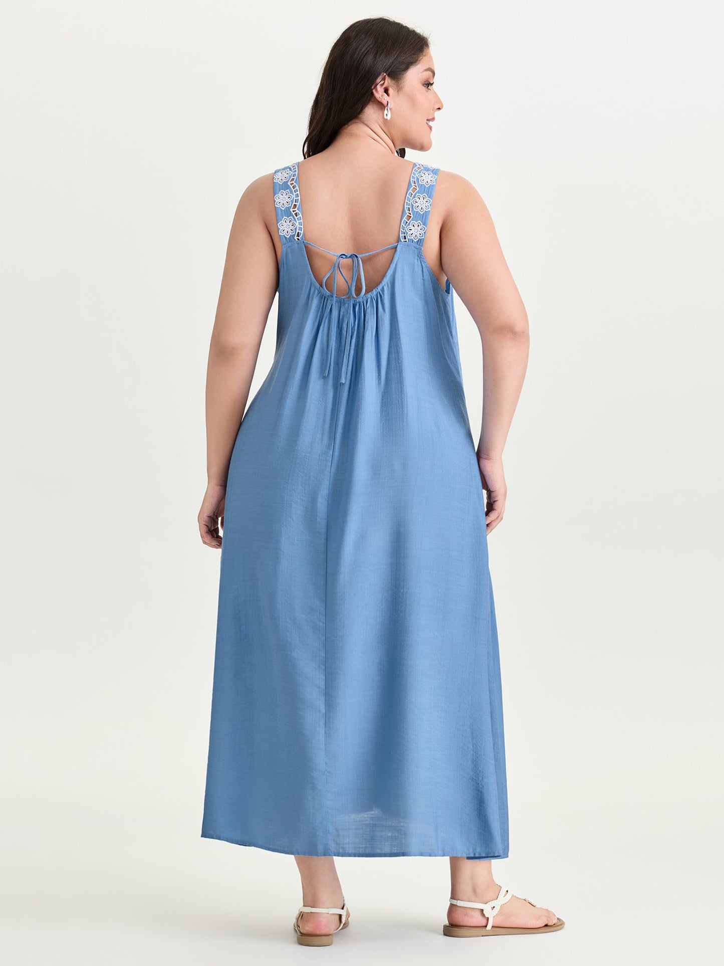 Floral Cut-Out Embroidery Maxi Dress